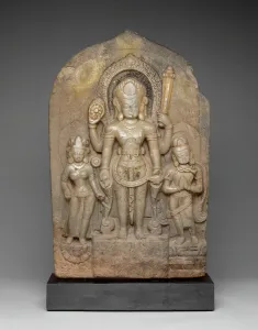 Vishnu Prints: God Vishnu with Goddess Lakshmi and His Mount, Garuda, in Attendance, 11th century