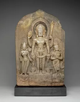 Arms Collection: God Vishnu with Goddess Lakshmi and His Mount, Garuda, in Attendance, 11th century