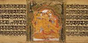A Goddess, and the Goddess Mahapratisara, Two Folios from a Pancharaksha... between 1160 and 1161. Creator: Unknown