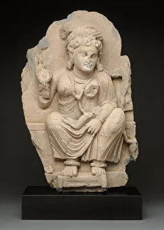 3rd Century Collection: Goddess Hariti Seated Holding a Child, 2nd / 3rd century. Creator: Unknown