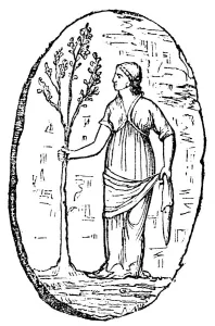 The goddess Minerva holding a young olive tree