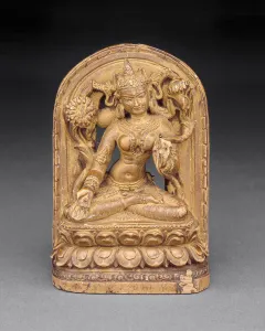 Tara Prints: Goddess White Tara with Kneeling Donor at Base, c. 12th century. Creator: Unknown