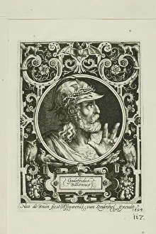 Godefroi De Bouillon Prints: Godfrey of Bouillon, plate nine from The Nine Worthies, 1594. Creator: Nicolaes de Bruyn