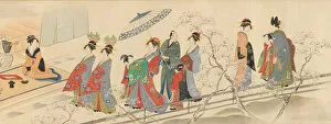 Yoshiwara Gallery: Three Gods of Good Fortune Visit the Yoshiwara... early 19th century. Creator: Hosoda Eishi