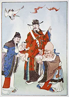 Longevity Prints: The Gods of Happiness, Office and Longevity, 1922