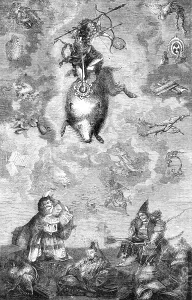 Wild Boar Prints: Gods of the old Japanese mythology: the War-God Maris descending on the Holy Boar