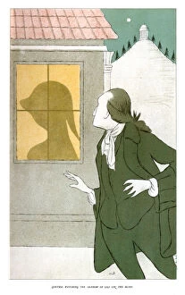 Beerbohm Gallery: Goethe Watching the Shadow of Lili on the Blind, 1904. Artist: Max Beerbohm