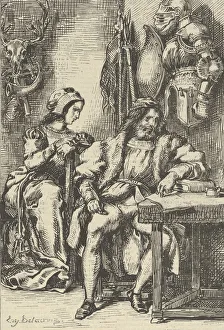Jw Goethe Prints: Goetz von Berlichingen Writing His Memoirs, after 1845. after 1845