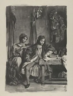Jw Goethe Prints: Goetz von Berlichingen Writing His Memoirs, 1836-43. 1836-43. Creator: Eugene Delacroix