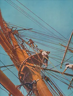 Going aloft on board the Archibald Russell, square-riggers under Finnish flag, 1937