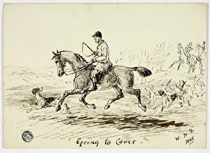 On Horseback Prints: Going to Cover, 1865. Creator: W. H. Temple