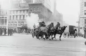Times Square Prints: Going to a fire, between c1910 and c1915. Creator: Bain News Service
