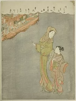 Suzuki Harunobu Collection: Going to the Theater, c. 1770 / 71. Creator: Suzuki Harunobu