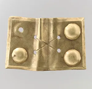 Rivet Prints: Gold Belt Mount (Unfinished), Avar, 700s. Creator: Unknown