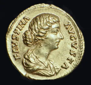 Faustina Prints: Gold coin of Faustina II, 2nd century