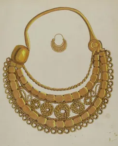 Watercolor And Graphite On Paper Collection: Gold Earring, c. 1937. Creator: Tulita Westfall
