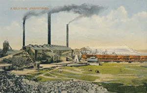Chimneys Prints: A Gold Mine, Johannesburg, early 20th century. Creator: Unknown