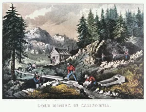 Gold Mining in California, 1849 (1871). Artist: Currier and Ives Gold Mining in California, 1849 (1871). Artist: Currier and Ives