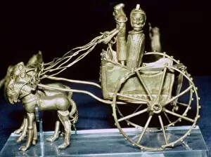 Charioteer Gallery: Gold model chariot from the Oxus treasure, Achaemenid Persian, from Tadjikistan, 5th-4th century BC