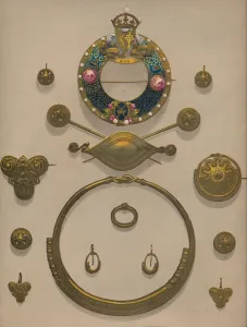 Gift Prints: Gold Ornaments and Brooch, 1863. Artist: Robert Dudley