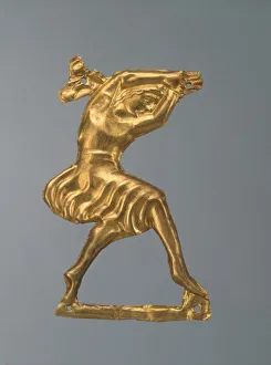 Fashion Accessories Prints: Gold plaque in the form of a dancing woman, 330-300 BC. Artist: Ancient jewelry