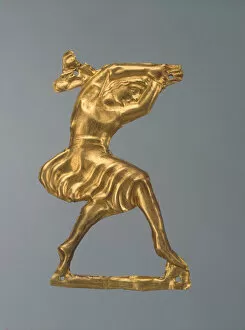 Fashion Accessories Collection: Gold plaque in the form of a dancing woman, 330-300 BC. Artist: Ancient jewelry