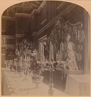 Banqueting Hall Gallery: Gold Plate used by the Royal Family, Supper Room, Windsor Castle, England, 1900