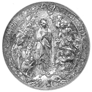 Roskell Hunt Prints: Gold repoussé medallion, by A. Vechte, 1869. Creator: Unknown