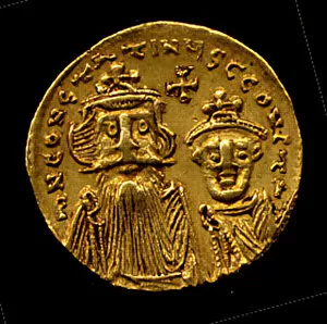 Constantinople Gallery: Gold Solidus of Constans II (641-68), Early Byzantine, 654-659. Creator: Unknown
