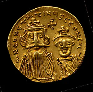 Constans Gallery: Gold Solidus of Constans II (641-68), Early Byzantine, 654-659. Creator: Unknown