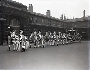State Coach Prints: The Gold State Coach, Royal Mews, London, 1953. Creator: Arthur Charles Kirby Ware