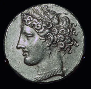 Punic Wars Prints: Gold tetradrachm with head of Tanit, 3rd century BC
