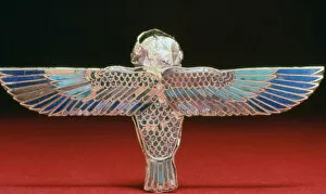 The back of a gold winged ba amulet, Ptolemaic period, Egypt, 4th-1st century BC