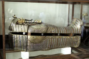 Golden sarcophagus of the Pharoah Tutenkhamen, c1325 BC
