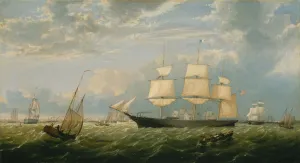 Clipper Prints: The Golden State Entering New York Harbor, 1854. Creator: Fitz Hugh Lane