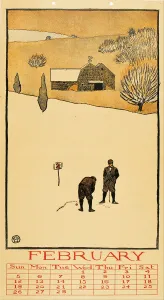 Penfield Prints: Golf Calendar. February. Artist: Penfield, Edward (1866-1925)
