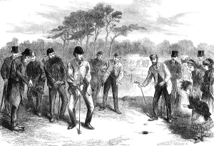 Golf Clubs Prints: Golf-match on Blackheath, 1870. Creator: Unknown