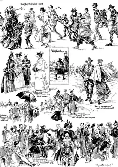 Umbrellas Prints: Is Golf Worth Playing?, 1895. Creator: Carl Hentschel