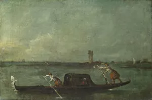 A Gondola on the Lagoon near Mestre, after 1780. Artist: Guardi, Francesco (1712-1793)