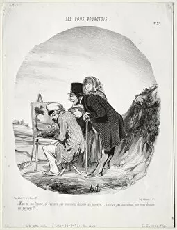 Honoré Daumier French Gallery: The Good Bourgeois, Plate 23: But yes, my dear, I assure you that this gentleman is drawing