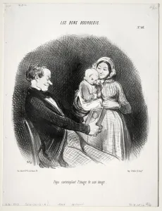 Honoredaumier French Prints: The Good Bourgeois, plate 40: Papa contemplates a likeness of his likeness, 1847. Creator