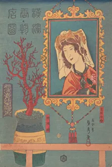 Utagawa Kenjiro Prints: Goods for Sale, 3rd month, 1860. Creator: Sadahide Utagawa