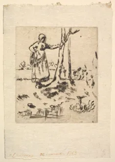 Jean Francois Prints: The Goose Girl, 1830-75. Creator: Jean Francois Millet