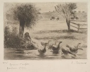 Goose Girl, 1888. Creator: Camille Pissarro