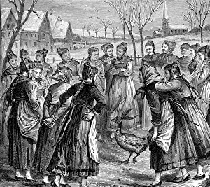 German Folklore Prints: Goose oracle in the Black Forest