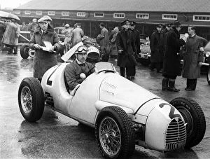 Aintree Liverpool Merseyside England Collection: Gordini of Belgian racing driver Andre Pillette in the paddock at Aintree, Merseyside