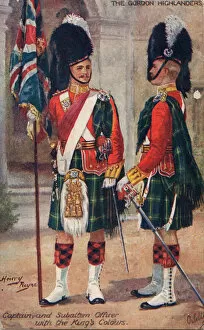 Bearskin Collection: The Gordon Highlanders: Captain and Subaltern officer with the Kings Colours, 1933