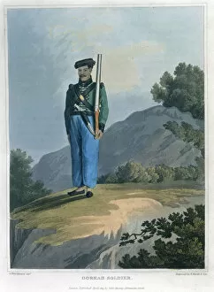 Standing To Attention Gallery: Gorkah Soldier, 1819. Artist: Havell & Son