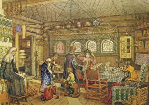 Gornitsa (living chamber) in an Old Russian House of the 16th-17th century