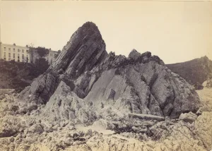 Seafront Prints: Goscar (Gods Rock) and Croft Terrace, Tenby, Wales, 1870s. Creator: Francis Bedford